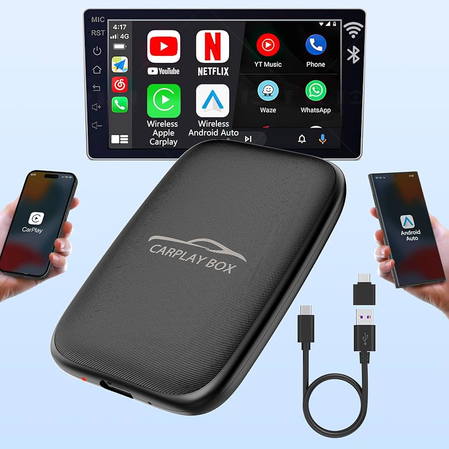 Wireless Android Auto and Apple Carplay 2 in 1 Adapter